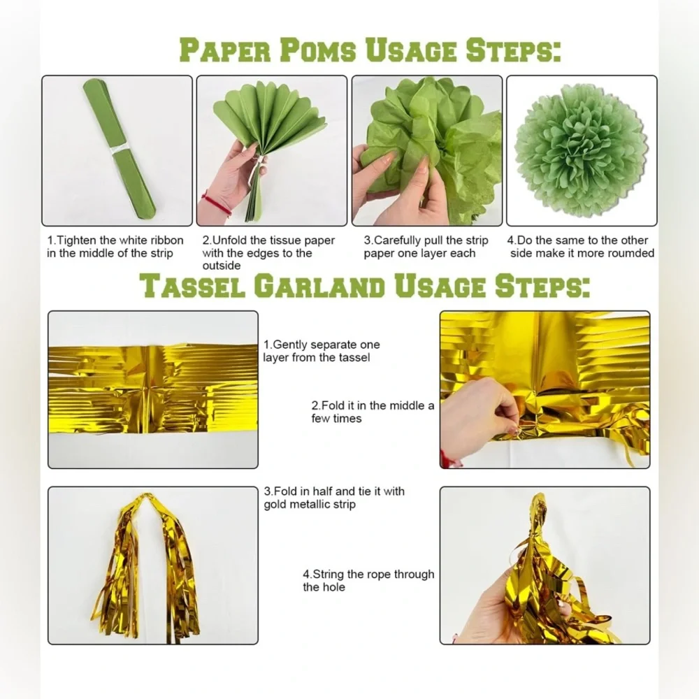 Elegant Green and Gold Bride to Be Party Decoration Set